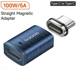 Toocki 100W USB-C To Type-C Magnetic Adapter 2 in 1 PD Fast Charging Type-C Connector Data Sync 90 Degree USB-C Magnet Converter