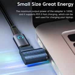 Toocki 100W USB-C To Type-C Magnetic Adapter 2 in 1 PD Fast Charging Type-C Connector Data Sync 90 Degree USB-C Magnet Converter