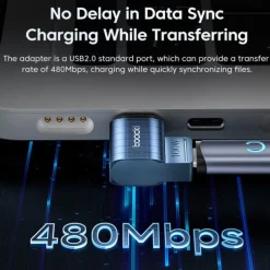 Toocki 100W USB-C To Type-C Magnetic Adapter 2 in 1 PD Fast Charging Type-C Connector Data Sync 90 Degree USB-C Magnet Converter