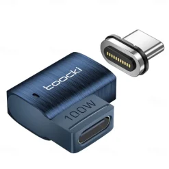 Toocki 100W USB-C To Type-C Magnetic Adapter 2 in 1 PD Fast Charging Type-C Connector Data Sync 90 Degree USB-C Magnet Converter