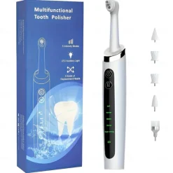 Tooth Polisher Electric Professional with 5 Replacement Heads and 5 Clean Mode USB Charging Waterproof Tooth Polisher Kit