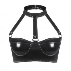Top Harness Bra Glossy Finish Women's Shinny Leather Fetish Wet Look Costume for Nightclub Pride Parade Pride Month Halloween Carnival Adults'