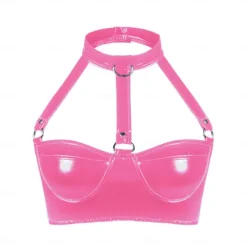 Top Harness Bra Glossy Finish Women's Shinny Leather Fetish Wet Look Costume for Nightclub Pride Parade Pride Month Halloween Carnival Adults'