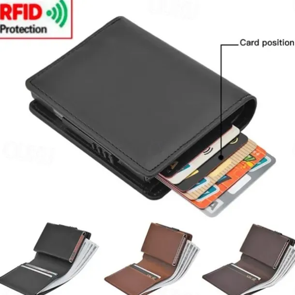 Top Quality Short Smart Male Wallet Leather RFID Wallet Men Anti-theft Card Holder Card Small Coin Purse Pocket