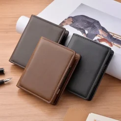 Top Quality Short Smart Male Wallet Leather RFID Wallet Men Anti-theft Card Holder Card Small Coin Purse Pocket