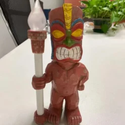 Totem Ornament Outdoor Miniature LED Light Resin Standing Lawn Solar Powered Garden Figurine Tiki Gift Porch Lifelike Craft 1PC