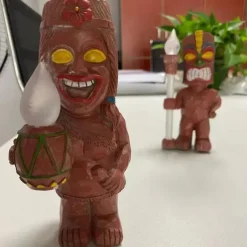 Totem Ornament Outdoor Miniature LED Light Resin Standing Lawn Solar Powered Garden Figurine Tiki Gift Porch Lifelike Craft 1PC