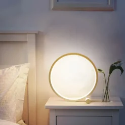 Touch Dimming LED Table Lamp Bedroom Circular Desk Lamp Living Room Black/White USB Powered Dimmable Bedside Lamp Round Night Light For Bedroom Decoration Lighting