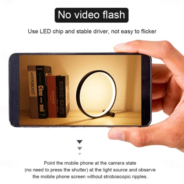 Touch Dimming LED Table Lamp Bedroom Circular Desk Lamp Living Room Black/White USB Powered Dimmable Bedside Lamp Round Night Light For Bedroom Decoration Lighting