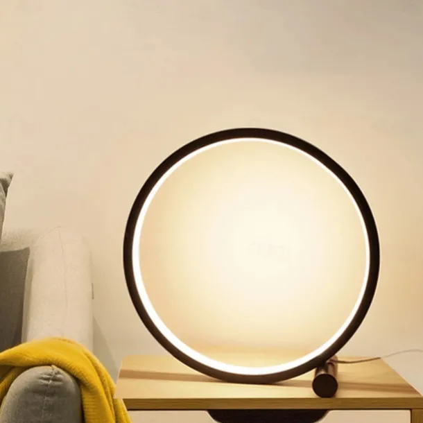 Touch Dimming LED Table Lamp Bedroom Circular Desk Lamp Living Room Black/White USB Powered Dimmable Bedside Lamp Round Night Light For Bedroom Decoration Lighting