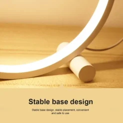 Touch Dimming LED Table Lamp Bedroom Circular Desk Lamp Living Room Black/White USB Powered Dimmable Bedside Lamp Round Night Light For Bedroom Decoration Lighting