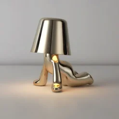 Touch LED Table Lamp, Modern Thinker Decorative Lamp LED Rechargeable Desk Lamp,Golden Little Man USB Desk Lamp, Night Light for Bedroom, Study, Living Room, Bedside Table, Bar, Restaurant