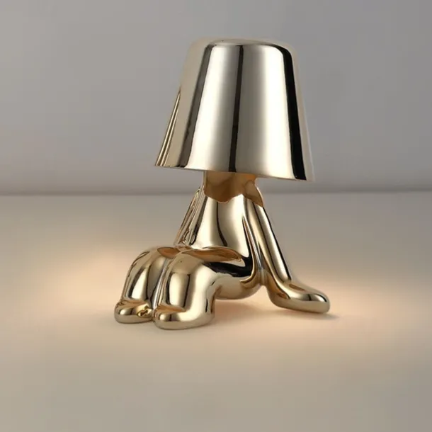 Touch LED Table Lamp, Modern Thinker Decorative Lamp LED Rechargeable Desk Lamp,Golden Little Man USB Desk Lamp, Night Light for Bedroom, Study, Living Room, Bedside Table, Bar, Restaurant