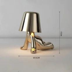 Touch LED Table Lamp, Modern Thinker Decorative Lamp LED Rechargeable Desk Lamp,Golden Little Man USB Desk Lamp, Night Light for Bedroom, Study, Living Room, Bedside Table, Bar, Restaurant