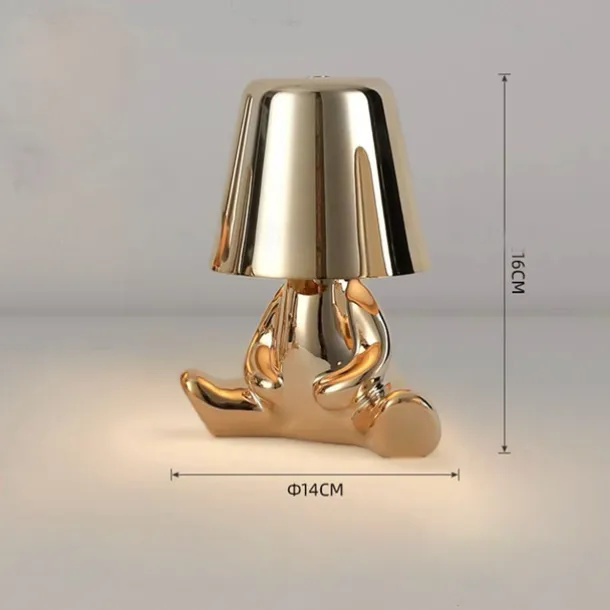 Touch LED Table Lamp, Modern Thinker Decorative Lamp LED Rechargeable Desk Lamp,Golden Little Man USB Desk Lamp, Night Light for Bedroom, Study, Living Room, Bedside Table, Bar, Restaurant