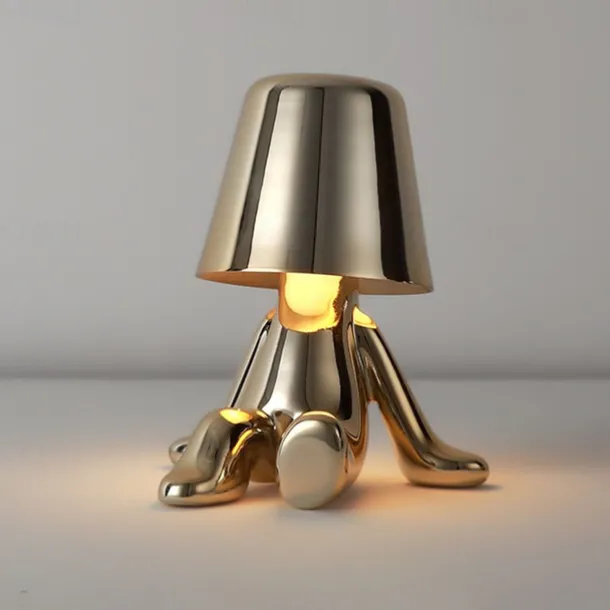 Touch LED Table Lamp, Modern Thinker Decorative Lamp LED Rechargeable Desk Lamp,Golden Little Man USB Desk Lamp, Night Light for Bedroom, Study, Living Room, Bedside Table, Bar, Restaurant