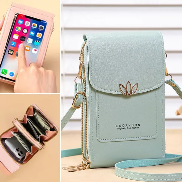 Touch Screen Mobile Phone Bag, Mini Flap Crossbody Bag, Fashion Faux Leather Purse, Vertical Wallet With Card Slots