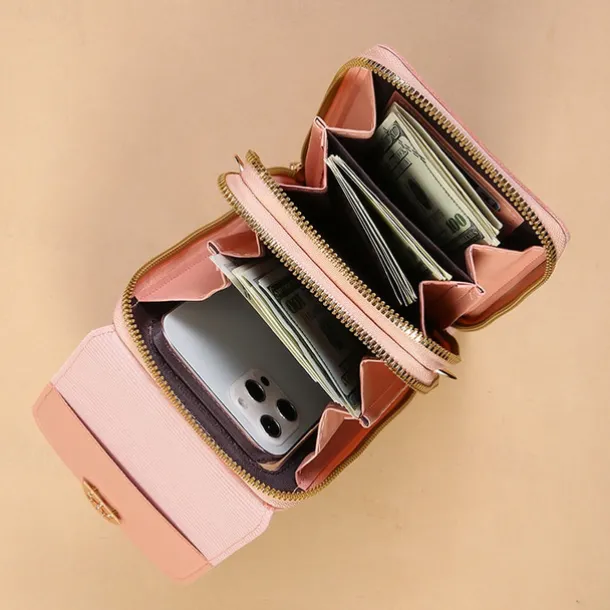 Touch Screen Mobile Phone Bag, Mini Flap Crossbody Bag, Fashion Faux Leather Purse, Vertical Wallet With Card Slots