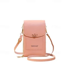 Touch Screen Mobile Phone Bag, Mini Flap Crossbody Bag, Fashion Faux Leather Purse, Vertical Wallet With Card Slots