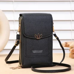 Touch Screen Mobile Phone Bag, Mini Flap Crossbody Bag, Fashion Faux Leather Purse, Vertical Wallet With Card Slots