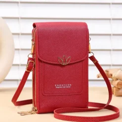 Touch Screen Mobile Phone Bag, Mini Flap Crossbody Bag, Fashion Faux Leather Purse, Vertical Wallet With Card Slots