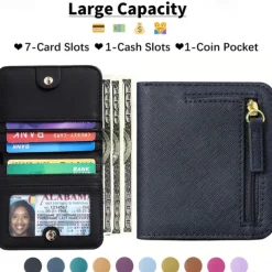 Toughergun Womens Rfid Blocking Small Compact Bifold Luxury Genuine Leather Pocket Wallet Ladies Mini Purse with ID Window