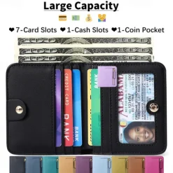 Toughergun Womens Rfid Blocking Small Compact Bifold Luxury Genuine Leather Pocket Wallet Ladies Mini Purse with ID Window