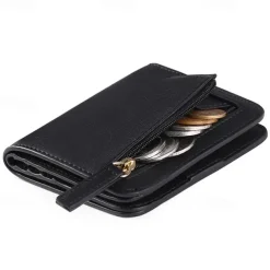 Toughergun Womens Rfid Blocking Small Compact Bifold Luxury Genuine Leather Pocket Wallet Ladies Mini Purse with ID Window