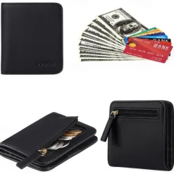 Toughergun Womens Rfid Blocking Small Compact Bifold Luxury Genuine Leather Pocket Wallet Ladies Mini Purse with ID Window