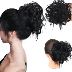 Tousled Updo Messy Bun Hairpiece Hair Extension Ponytail with Elastic Rubber Band Updo Ponytail Hairpiece Synthetic Hair Extensions Scrunchies Ponytail Hairpieces for Women