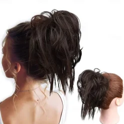 Tousled Updo Messy Bun Hairpiece Hair Extension Ponytail with Elastic Rubber Band Updo Ponytail Hairpiece Synthetic Hair Extensions Scrunchies Ponytail Hairpieces for Women