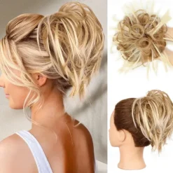 Tousled Updo Messy Bun Hairpiece Hair Extension Ponytail with Elastic Rubber Band Updo Ponytail Hairpiece Synthetic Hair Extensions Scrunchies Ponytail Hairpieces for Women