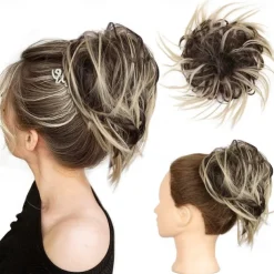 Tousled Updo Messy Bun Hairpiece Hair Extension Ponytail with Elastic Rubber Band Updo Ponytail Hairpiece Synthetic Hair Extensions Scrunchies Ponytail Hairpieces for Women