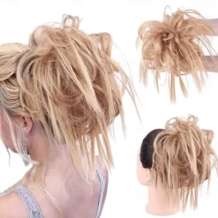 Tousled Updo Messy Bun Hairpiece Hair Extension Ponytail with Elastic Rubber Band Updo Ponytail Hairpiece Synthetic Hair Extensions Scrunchies Ponytail Hairpieces for Women