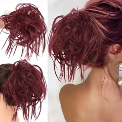 Tousled Updo Messy Bun Hairpiece Hair Extension Ponytail with Elastic Rubber Band Updo Ponytail Hairpiece Synthetic Hair Extensions Scrunchies Ponytail Hairpieces for Women