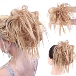 Tousled Updo Messy Bun Hairpiece Hair Extension Ponytail with Elastic Rubber Band Updo Ponytail Hairpiece Synthetic Hair Extensions Scrunchies Ponytail Hairpieces for Women