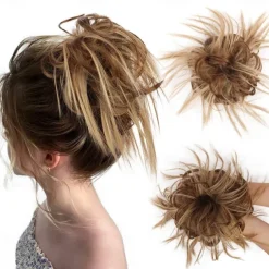 Tousled Updo Messy Bun Hairpiece Hair Extension Ponytail with Elastic Rubber Band Updo Ponytail Hairpiece Synthetic Hair Extensions Scrunchies Ponytail Hairpieces for Women