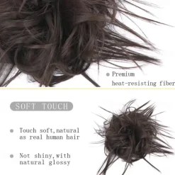 Tousled Updo Messy Bun Hairpiece Hair Extension Ponytail with Elastic Rubber Band Updo Ponytail Hairpiece Synthetic Hair Extensions Scrunchies Ponytail Hairpieces for Women