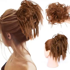 Tousled Updo Messy Bun Hairpiece Hair Extension Ponytail with Elastic Rubber Band Updo Ponytail Hairpiece Synthetic Hair Extensions Scrunchies Ponytail Hairpieces for Women