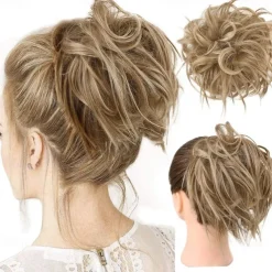 Tousled Updo Messy Bun Hairpiece Hair Extension Ponytail with Elastic Rubber Band Updo Ponytail Hairpiece Synthetic Hair Extensions Scrunchies Ponytail Hairpieces for Women