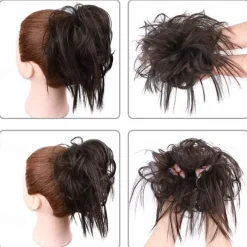 Tousled Updo Messy Bun Hairpiece Hair Extension Ponytail with Elastic Rubber Band Updo Ponytail Hairpiece Synthetic Hair Extensions Scrunchies Ponytail Hairpieces for Women