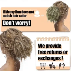 Tousled Updo Messy Bun Hairpiece Hair Extension Ponytail with Elastic Rubber Band Updo Ponytail Hairpiece Synthetic Hair Extensions Scrunchies Ponytail Hairpieces for Women