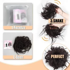 Tousled Updo Messy Bun Hairpiece Hair Extension Ponytail with Elastic Rubber Band Updo Ponytail Hairpiece Synthetic Hair Extensions Scrunchies Ponytail Hairpieces for Women