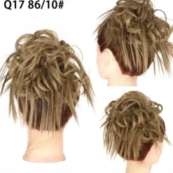 Tousled Updo Messy Bun Hairpiece Hair Extension Ponytail with Elastic Rubber Band Updo Ponytail Hairpiece Synthetic Hair Extensions Scrunchies Ponytail Hairpieces for Women