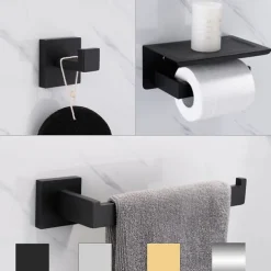 Towel Bar / Toilet Paper Holder / Robe Hook New Design / Creative / Multifunction Contemporary / Modern Stainless Steel / Low-carbon Steel / Metal 3pcs - Bathroom Wall Mounted