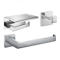 Towel Bar / Toilet Paper Holder / Robe Hook New Design / Creative / Multifunction Contemporary / Modern Stainless Steel / Low-carbon Steel / Metal 3pcs - Bathroom Wall Mounted