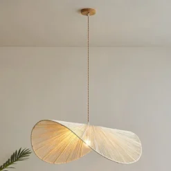 Traditional Bamboo Pendant Lamp Creative Handmade Pendant Light 50cm Retro Bamboo Suspension Lamp Woven Hanging Lamp Wicker Lampshade Hanging Light Fixture for Dining Table,Restaurant 110-240V