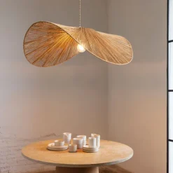 Traditional Bamboo Pendant Lamp Creative Handmade Pendant Light 50cm Retro Bamboo Suspension Lamp Woven Hanging Lamp Wicker Lampshade Hanging Light Fixture for Dining Table,Restaurant 110-240V