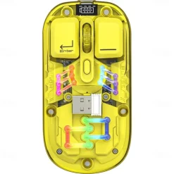 Transparent Dual-Mode Mice BT5.0 2.4G One-Button Switching Type-C 400mAh Rechargeable Mouse Three-Level Movement Speed Adjustable RGB Lights Magnetic PC Cover Custom Drivers