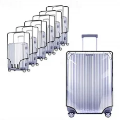Transparent PVC Trolley Suitcase Protective Cover - Wear-Resistant Travel Case Dust Cover with Leather Trim